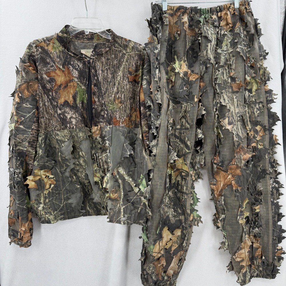 Underbrush Ghillie Suit Mens M Green Brown Mossy Oak 3D Leafy Camo 2 Piece Set